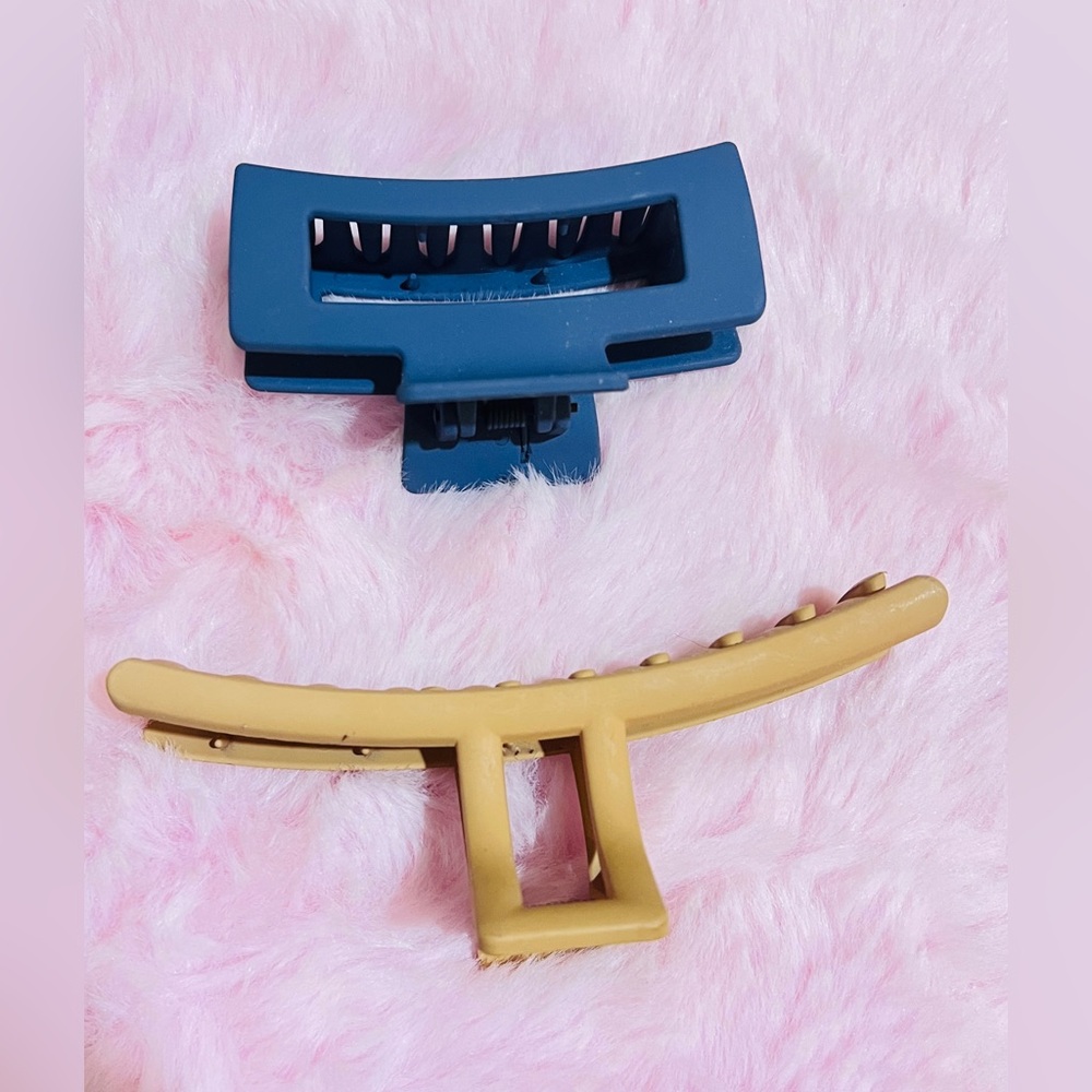 Blue and Tan Hair Clips
